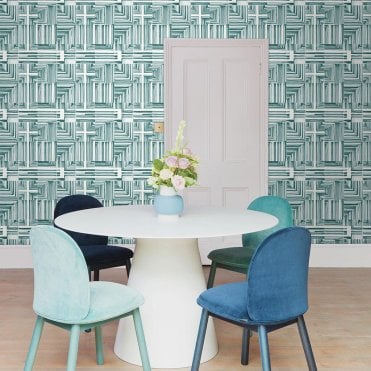 2LG Labyrinth Felt Tip Green Wallpaper 106293