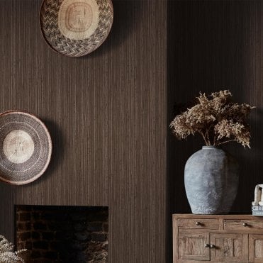Abigail Ahern Fibre Stripe Chocolate Wallpaper 140100