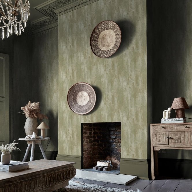 Abigail Ahern  Oxidized Opulence Misted Sage Wallpaper 140095