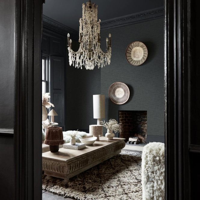 Abigail Ahern  Weathered Linen Midnight Wallpaper 140075