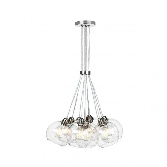 Apollo Seven Light Pendant In Polished Chrome Complete With Clear Glass
