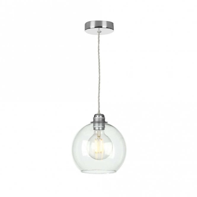 Apollo Single Pendant In Chrome Complete with Clear Glass