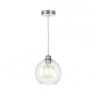 Apollo Single Pendant In Chrome Complete with Clear Glass