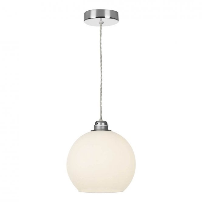 Apollo Single Pendant In Chrome Complete with Opal Glass