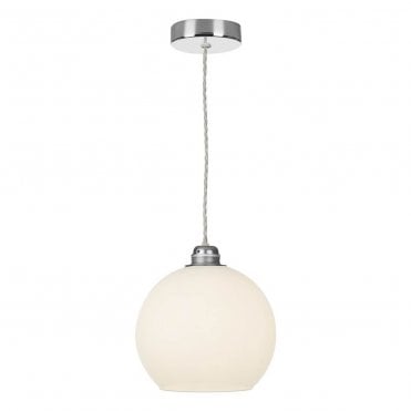 Apollo Single Pendant In Chrome Complete with Opal Glass