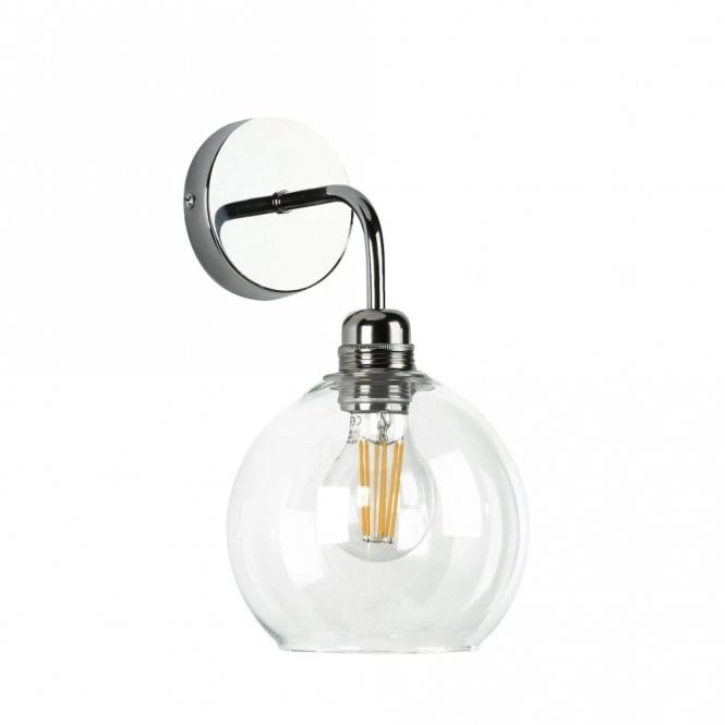 Apollo Single Wall Light In Chrome Complete with Clear Glass