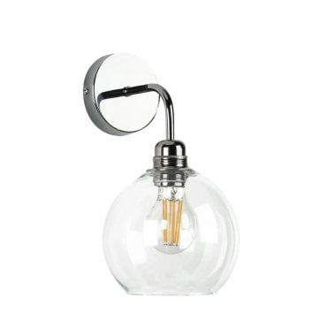 Apollo Single Wall Light In Chrome Complete with Clear Glass