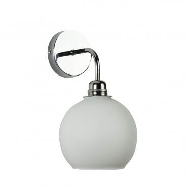 Apollo Single Wall Light In Chrome Complete with Opal Glass