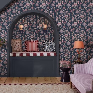 Cath Kidston Friendship Garden Navy Wallpaper