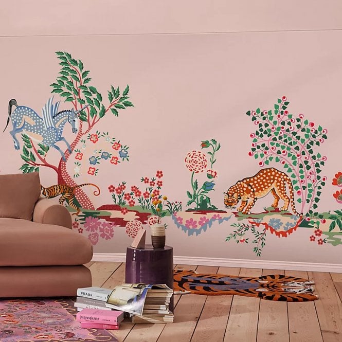 Cath Kidston Painted Kingdom Pink Fixed Size Mural 2.50 x 4M