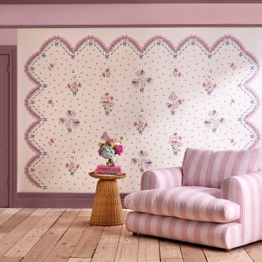 Cath Kidston Stitch In Time Pink Fixed Size Mural 2.50 x 4M