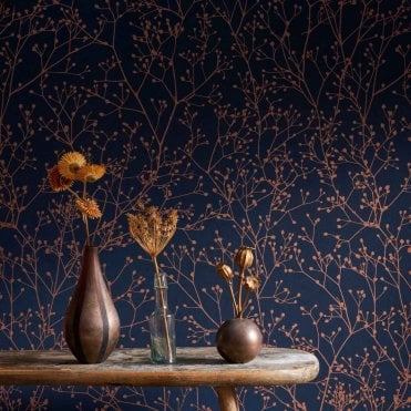 Clarissa Hulse Gypsophila Midnight & Copper Wallpaper 120381