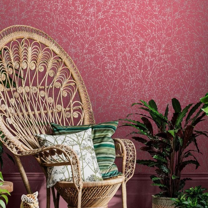 Clarissa Hulse  Gypsophila Raspberry & Silver Wallpaper 120398
