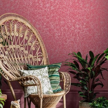 Clarissa Hulse Gypsophila Raspberry & Silver Wallpaper 120398