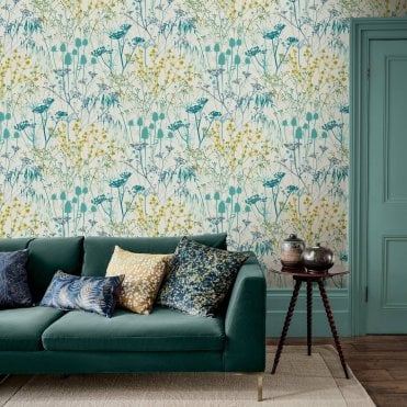 Clarissa Hulse Summer Border Verdigris Wallpaper 120387
