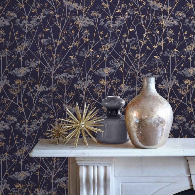 Clarissa Hulse  Wild Chervil Blackberry & Gold Wallpaper 120399