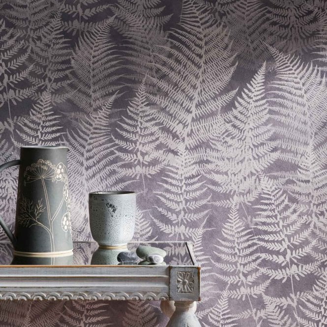 Clarissa Hulse  Woodland Fern Pewter Wallpaper 120368