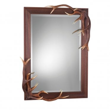 Antler Bevelled Mirror Rustic Colour