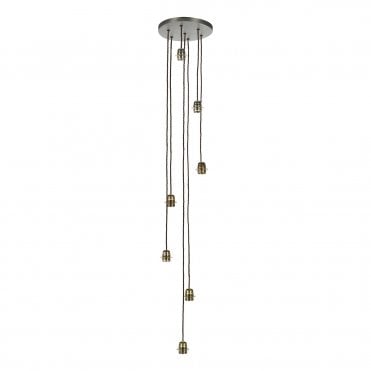 Acton Seven Light Suspension In Antique Brass