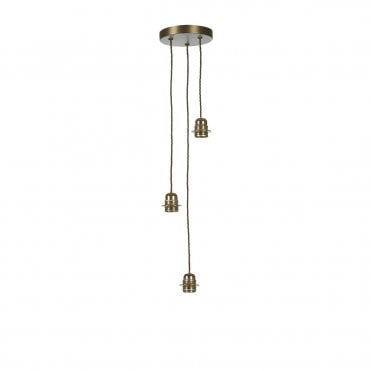 Acton Three Light Suspension In Antique Brass