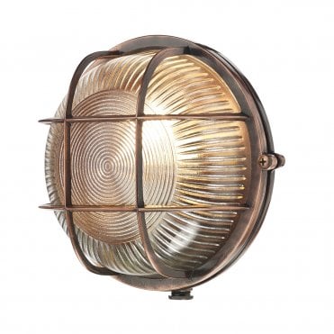Admiral Round Wall Light Antique Copper IP64