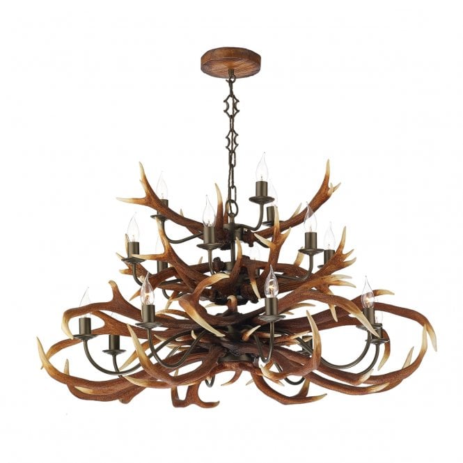 David Hunt Lighting Antler 17 Light Tiered Pendant Rustic