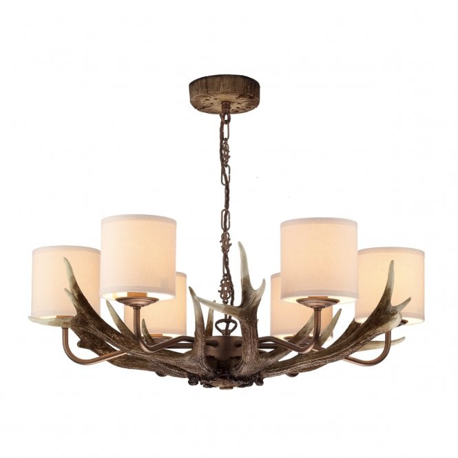 David Hunt Lighting Antler 6 Light Pendant Complete With Shades