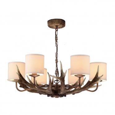 Antler 6 Light Pendant Complete With Shades