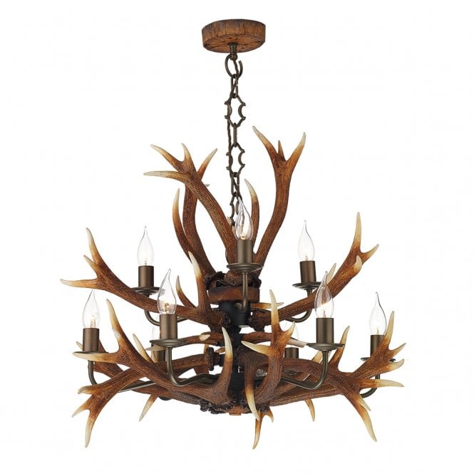 David Hunt Lighting Antler 9 Light Tiered Pendant