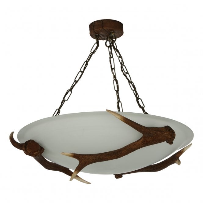 David Hunt Lighting Antler Three Light Flush Rustic