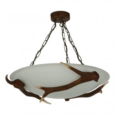 Antler Three Light Flush Rustic