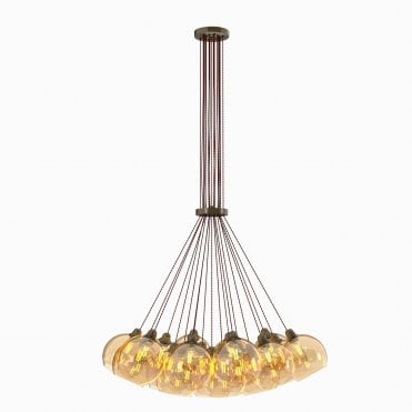 Apollo 19 Light Pendant Antique Brass Amber