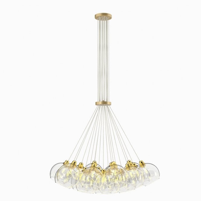 David Hunt Lighting Apollo 19 Light Pendant Butter Brass Clear