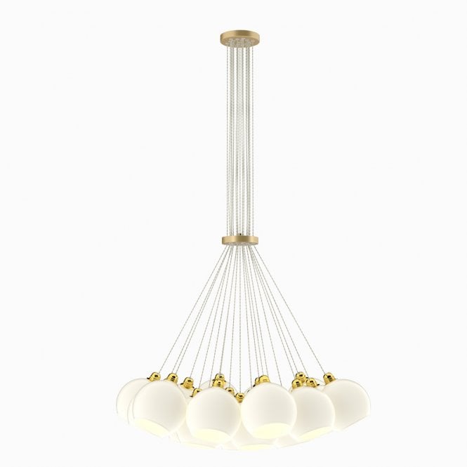 David Hunt Lighting Apollo 19 Light Pendant Butter Brass Opal