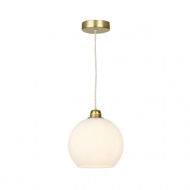David Hunt Lighting Apollo Single Pendant In Butter Brass Complete with Opal Glass
