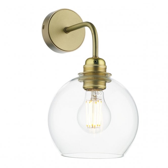 David Hunt Lighting Apollo Single Wall Light In Butter Brass Complete with Clear Glass