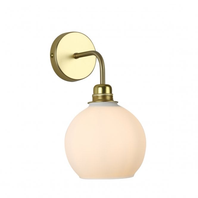 David Hunt Lighting Apollo Single Wall Light In Butter Brass Complete with Opal Glass
