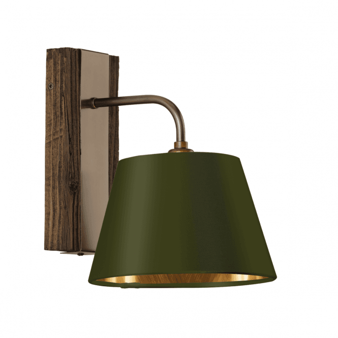 David Hunt Lighting Aspen 1 Light Wall Bespoke Matcha Shade with Gold laminate inner