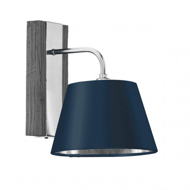 David Hunt Lighting Aspen 1 Light Wall Wood Effect with Poseidon/Silver Shade