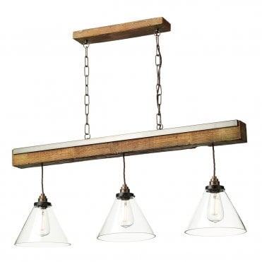 Aspen 3 Light Pendant Natural Wood Effect