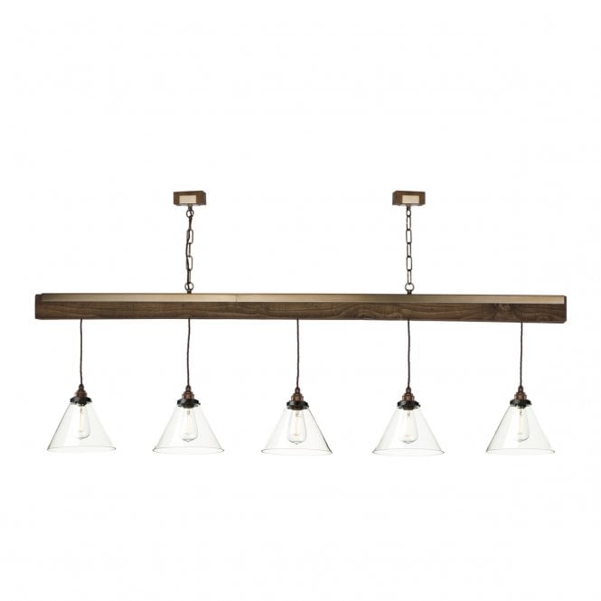 David Hunt Lighting Aspen 5 light pendant Natural Wood effect