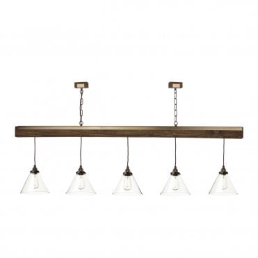 Aspen 5 light pendant Natural Wood effect
