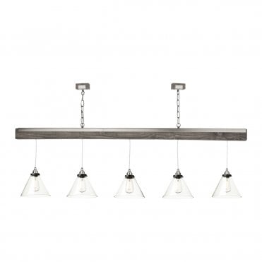 Aspen 5 light pendant Silver Birch effect
