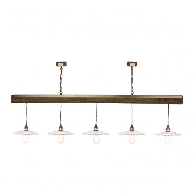 David Hunt Lighting Aspen 5 light Suspension Natural Wood Effect