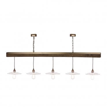 Aspen 5 light Suspension Natural Wood Effect