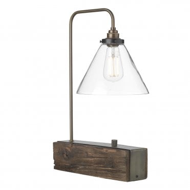 Aspen Single Table Lamp In Natural Wood Effect