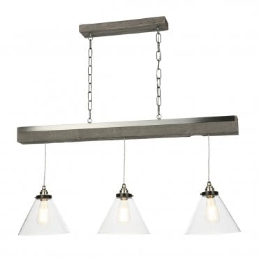 Aspen Three Light Pendant In Silver Birch Effect