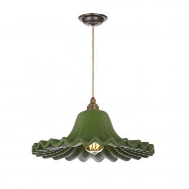Astrid Single Pendant Antique Brass in Juniper Green
