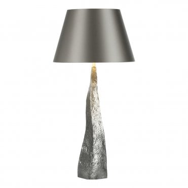Aztec Table Lamp Copper & 35cm Bespoke Taupe Silk Dupion/