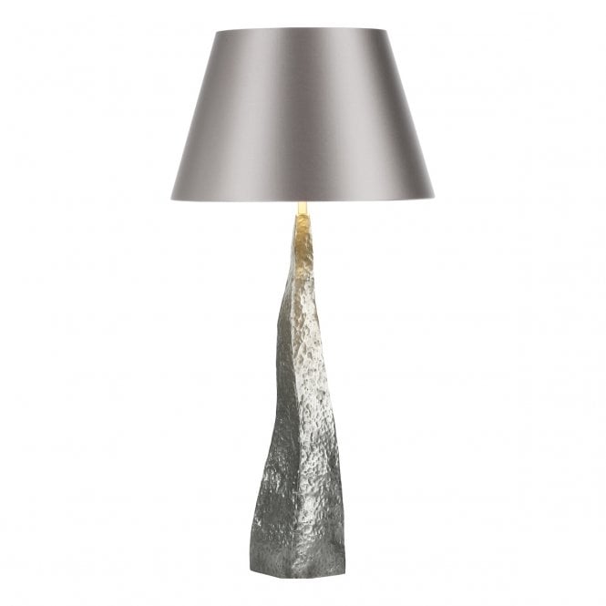 David Hunt Lighting Aztec Table Lamp In Pewter & 35cm Bespoke Seal Satin Silk Shade/Silver Inner